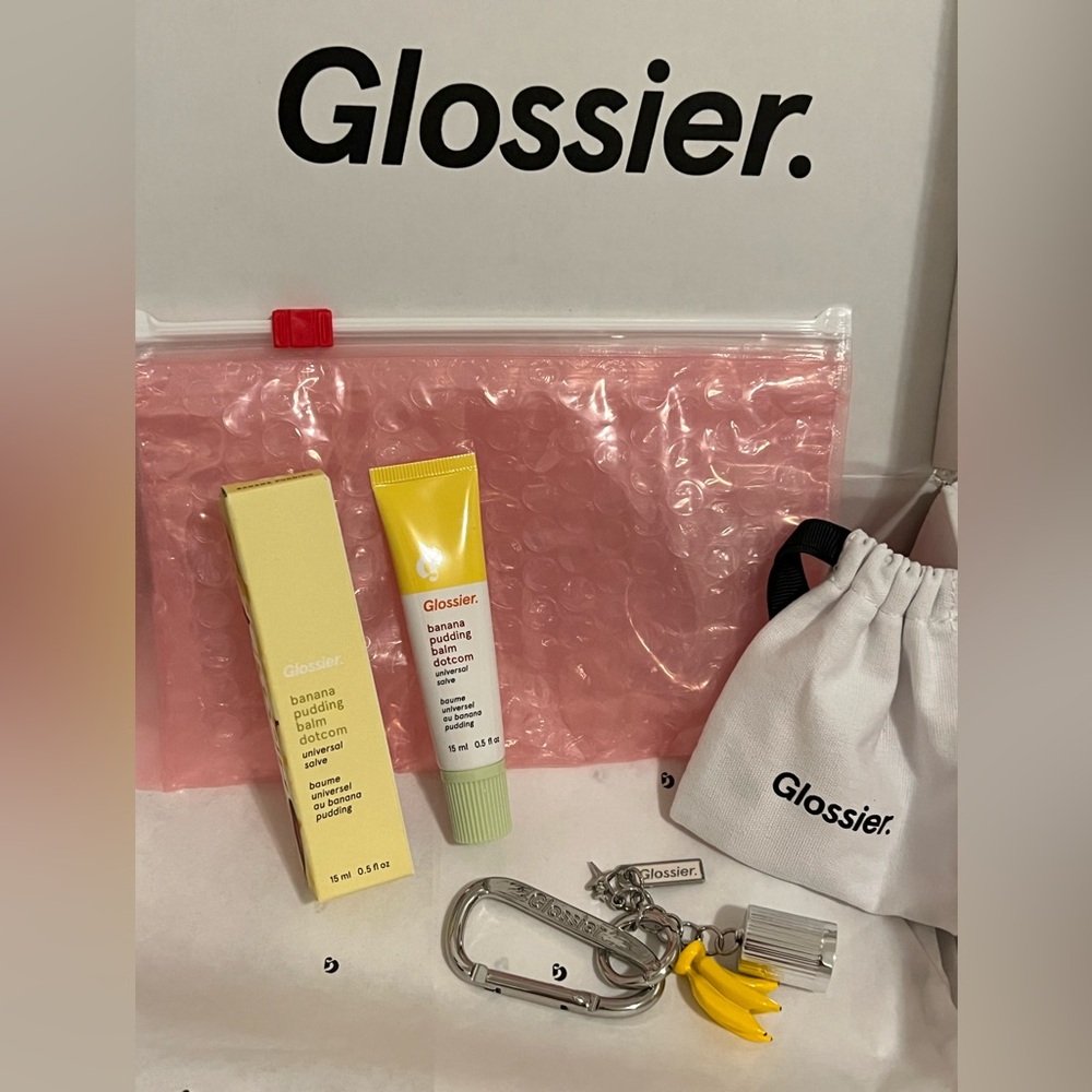 GLOSSIER SOLD OUT/LIMITED EDITION Banana 🍌 keychain & Banana pudding Balm Dotcom